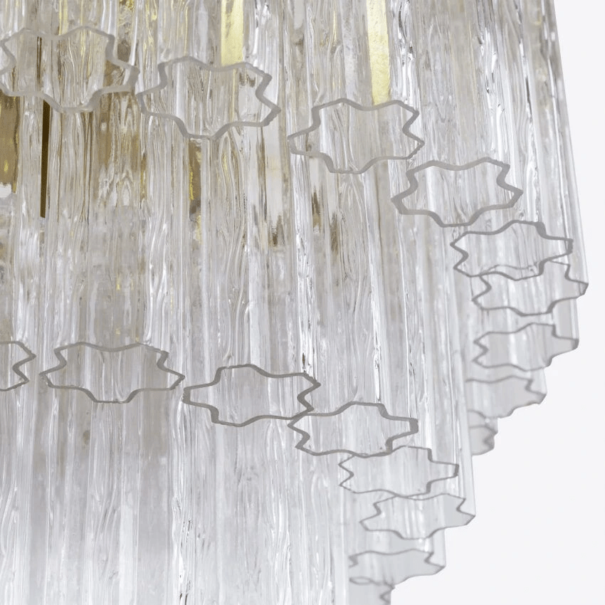 Aurora Lustre Cinq Étage Cannelé Verre Tube Mid Siècle - Neutralighting