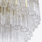Aurora Lustre Cinq Étage Cannelé Verre Tube Mid Siècle - Neutralighting