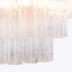 Aurora Lustre Cinq Étage Cannelé Verre Tube Mid Siècle - Neutralighting