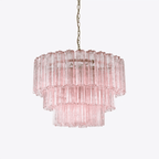 Aurora Lustre Cinq Étage Cannelé Verre Tube Mid Siècle - Neutralighting