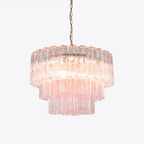 Aurora Lustre Cinq Étage Cannelé Verre Tube Mid Siècle - Neutralighting