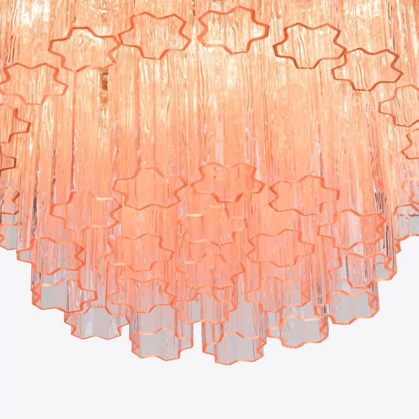 Aurora Lustre Cinq Étage Cannelé Verre Tube Mid Siècle - Neutralighting