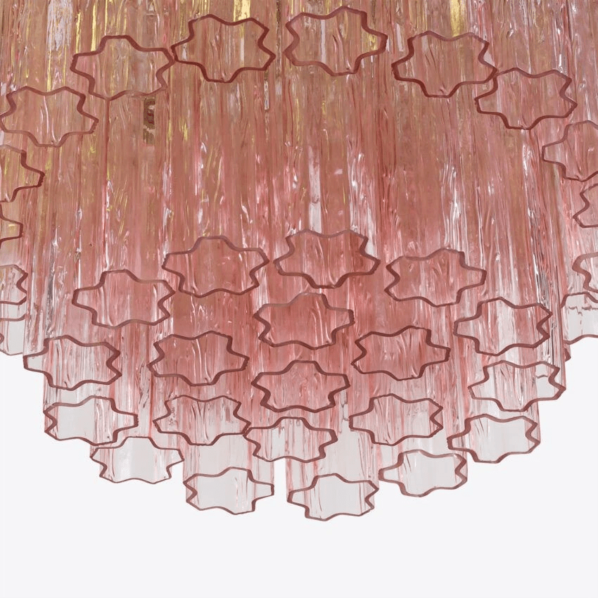 Aurora Lustre Cinq Étage Cannelé Verre Tube Mid Siècle - Neutralighting