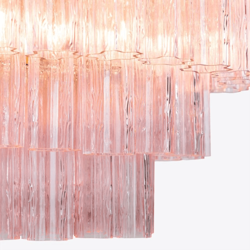 Aurora Lustre Cinq Étage Cannelé Verre Tube Mid Siècle - Neutralighting