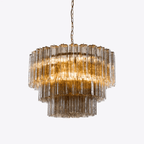 Aurora Lustre Cinq Étage Cannelé Verre Tube Mid Siècle - Neutralighting