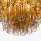Aurora Lustre Cinq Étage Cannelé Verre Tube Mid Siècle - Neutralighting