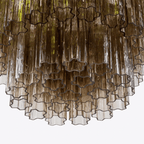Aurora Lustre Cinq Étage Cannelé Verre Tube Mid Siècle - Neutralighting