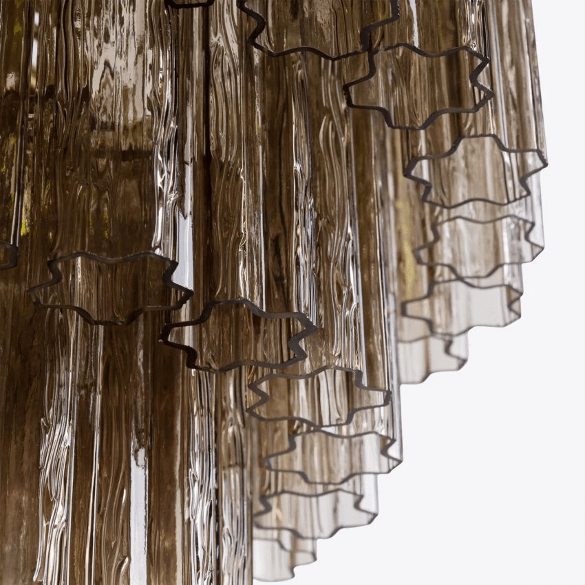 Aurora Lustre Cinq Étage Cannelé Verre Tube Mid Siècle - Neutralighting
