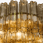 Aurora Lustre Cinq Étage Cannelé Verre Tube Mid Siècle - Neutralighting