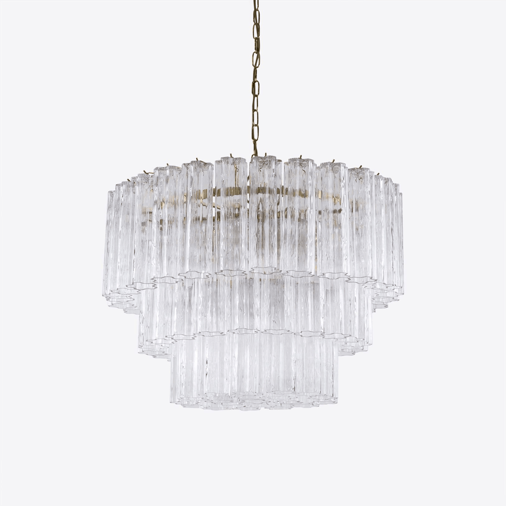 Aurora Lustre Cinq Étage Cannelé Verre Tube Mid Siècle - Neutralighting