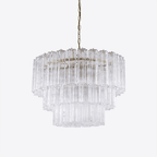 Aurora Lustre Cinq Étage Cannelé Verre Tube Mid Siècle - Neutralighting