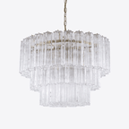 Aurora Lustre Cinq Étage Cannelé Verre Tube Mid Siècle - Neutralighting