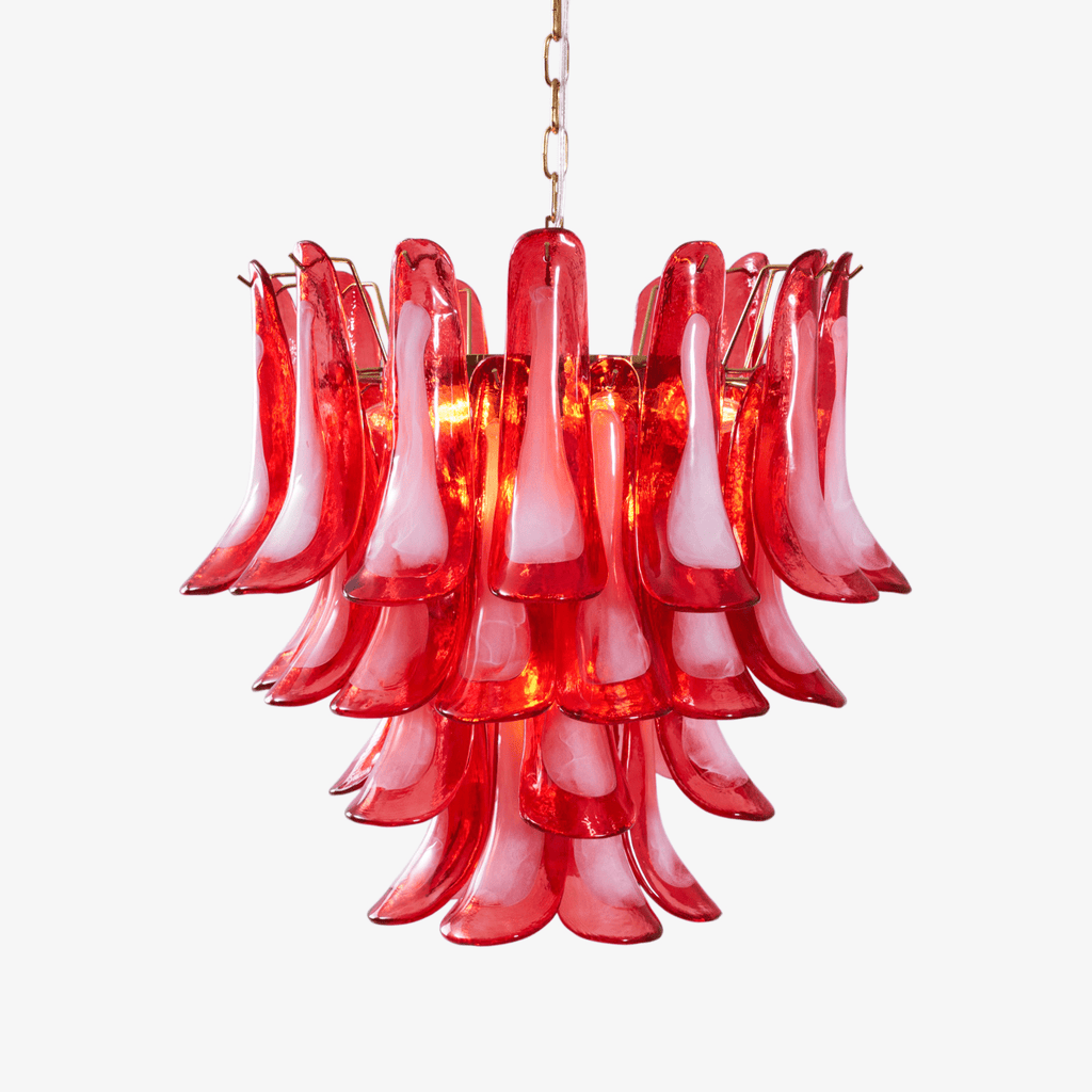 Aurora Lustre Rouge Pétale Verre Superposé Artistique - Neutralighting