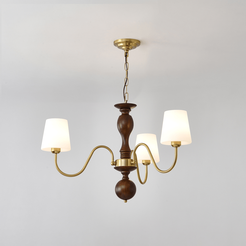 Lustra Chandelier Laiton Bois Rustique Vintage - Neutralighting