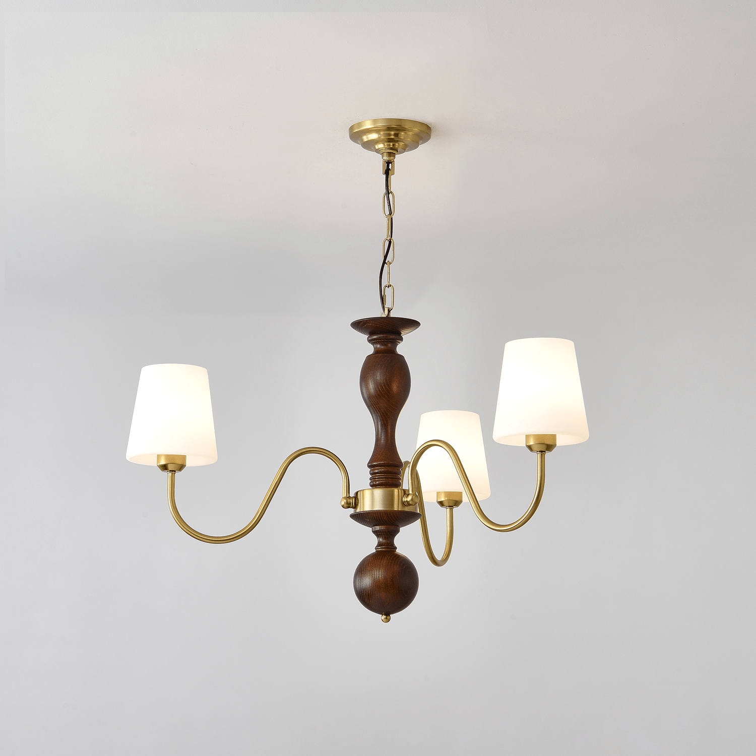 Lustra Chandelier Laiton Bois Rustique Vintage - Neutralighting