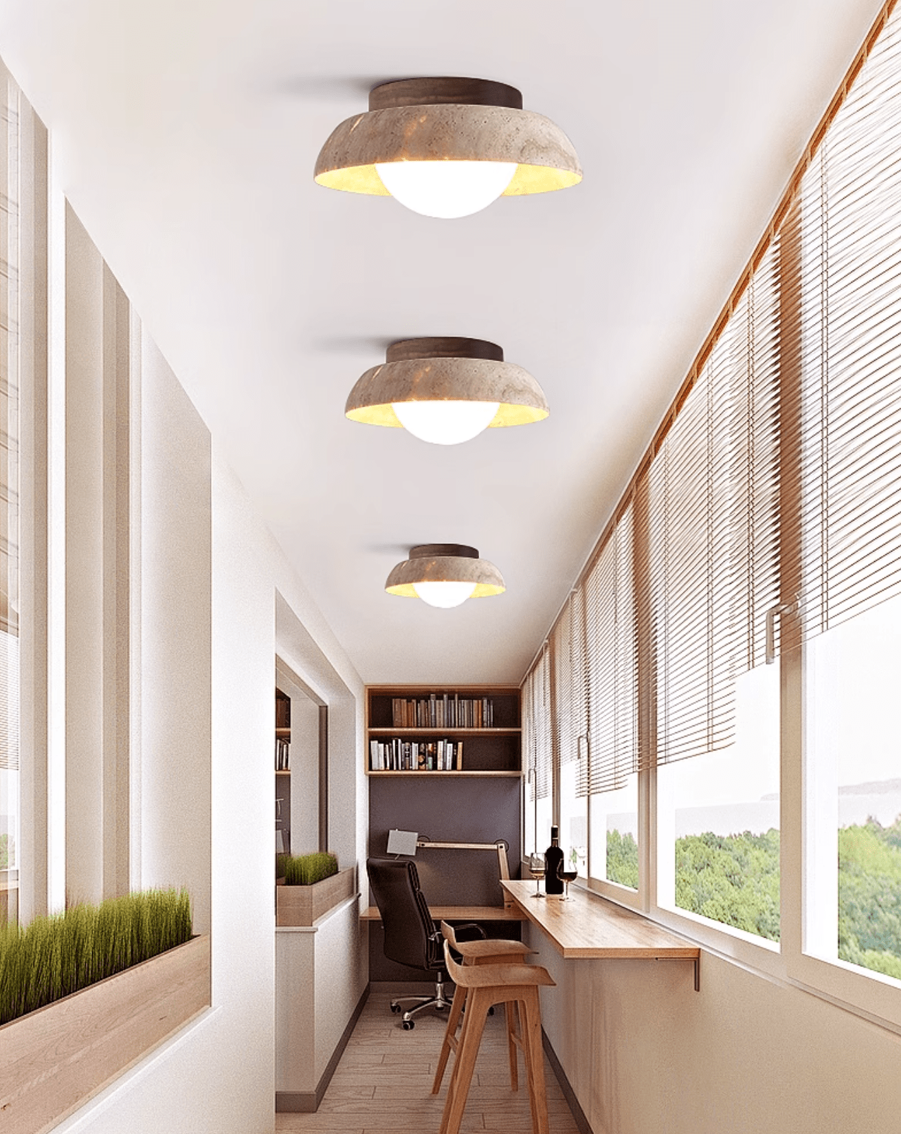 Ashaionis Lampe Plafonnier Disc-Dôme en Travertin - Neutralighting