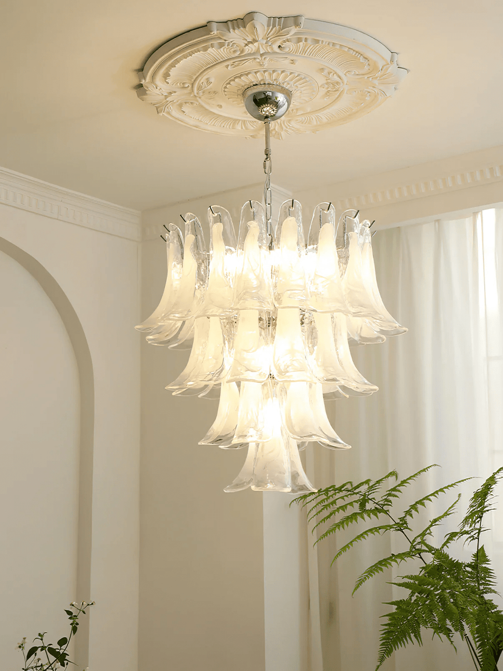 Aurora Lustre Pétales en Verre de Murano Vintage - Neutralighting