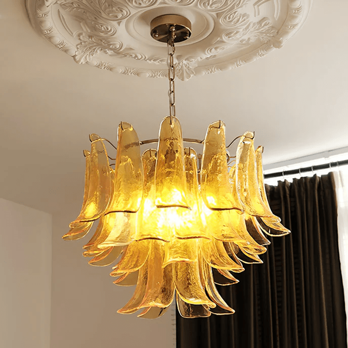 Aurora Lustre Murano Verre Feuille Doré - Neutralighting