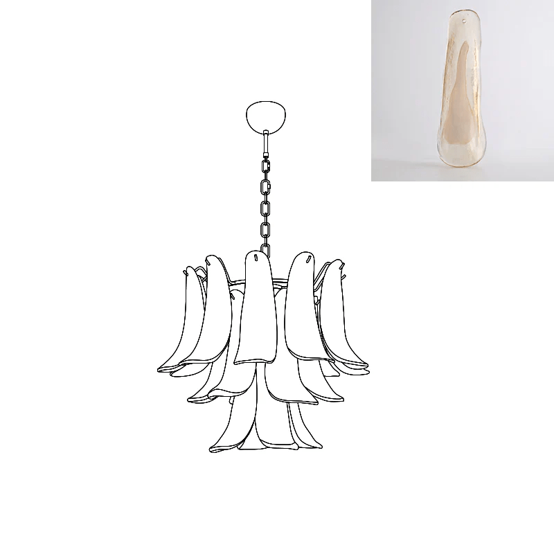 Aurora Lustre Pétales en Verre de Murano Vintage - Neutralighting
