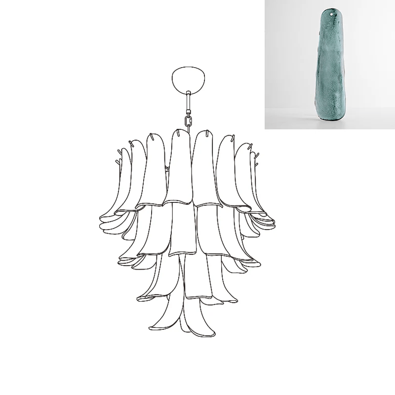 Aurora Lustre Pétales en Verre de Murano Vintage - Neutralighting