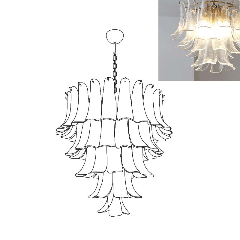 Aurora Lustre Pétales en Verre de Murano Vintage - Neutralighting