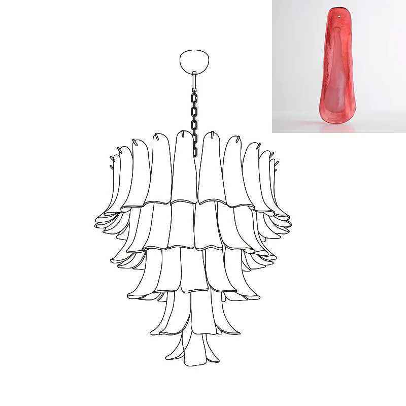Aurora Lustre Pétales en Verre de Murano Vintage - Neutralighting