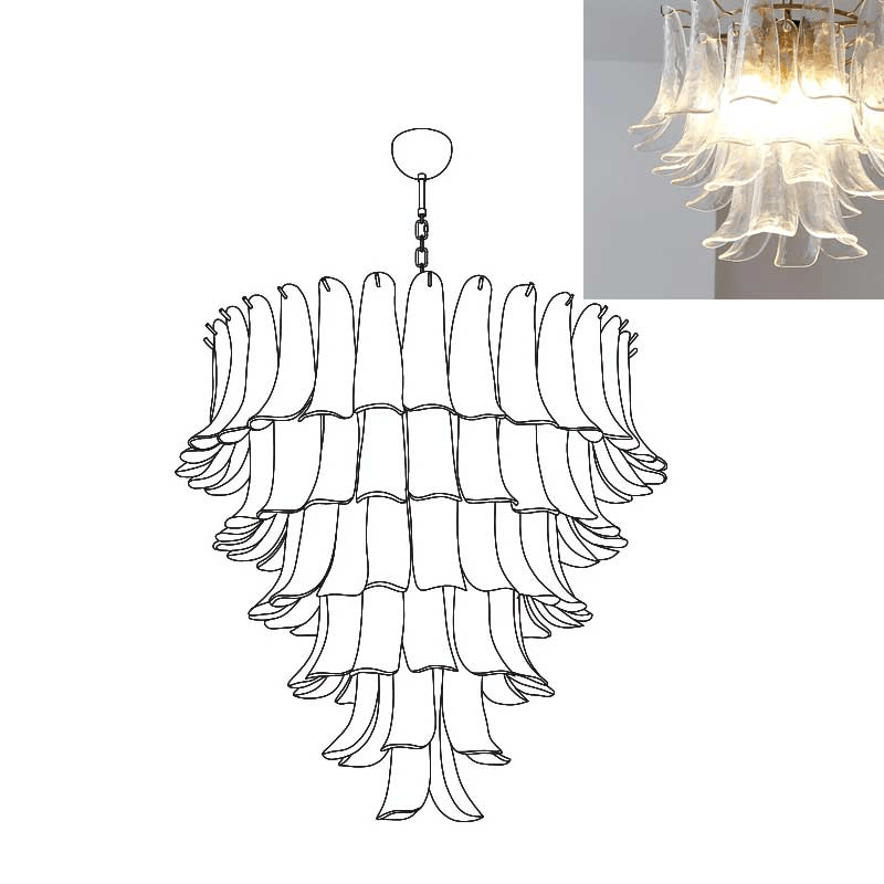 Aurora Lustre Pétales en Verre de Murano Vintage - Neutralighting