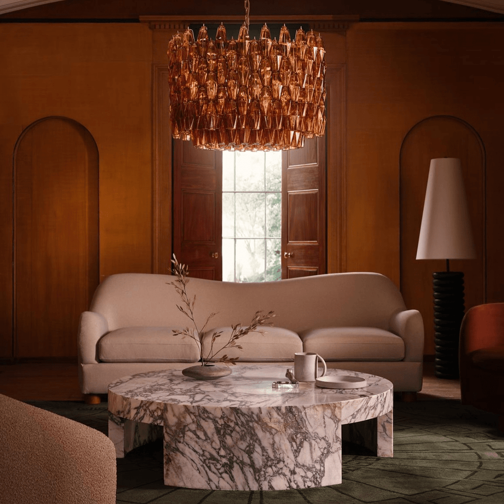 Aurora Lustre Tambour Ambre Verre - Neutralighting