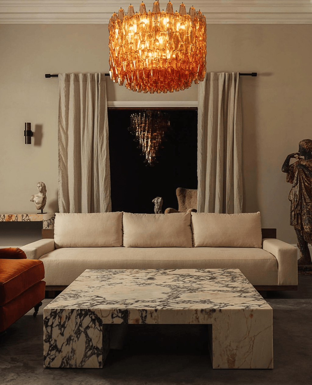 Aurora Lustre Tambour Ambre Verre - Neutralighting