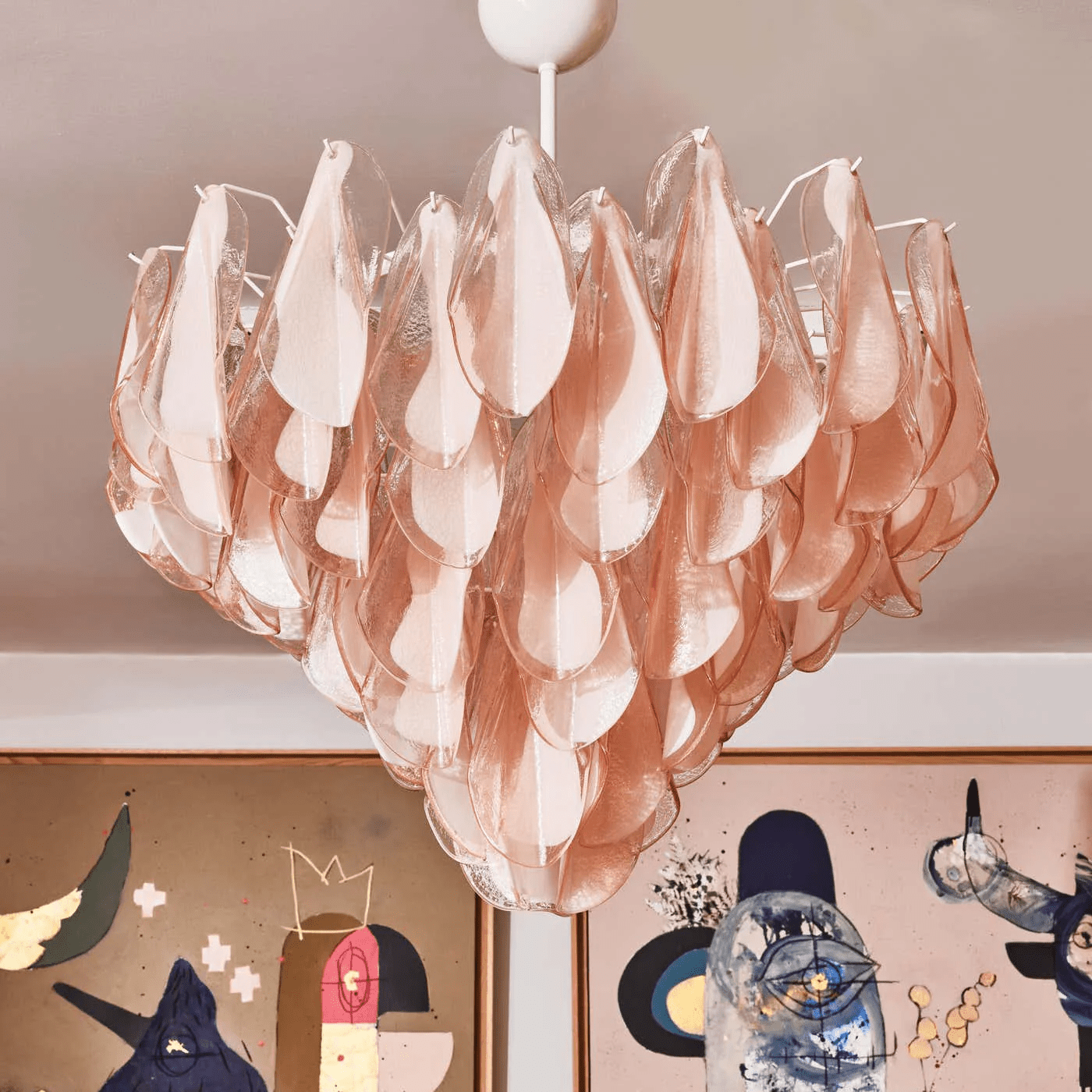 Aurora Lustre Ambre Murano Verre Ovale Gouttes Superposé - Neutralighting