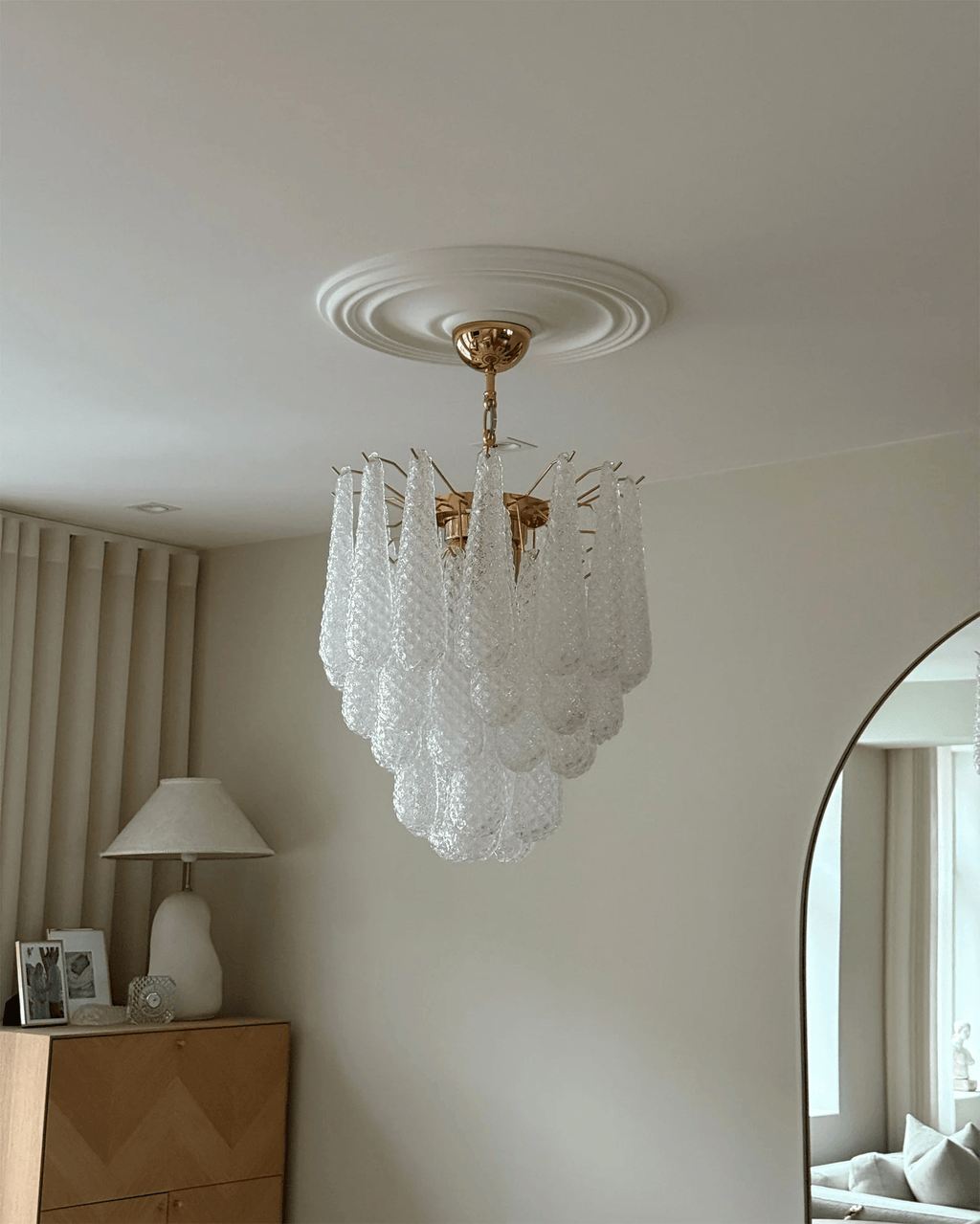 Aurora Lustre Murano Verre Gouttes Givré Larme - Neutralighting