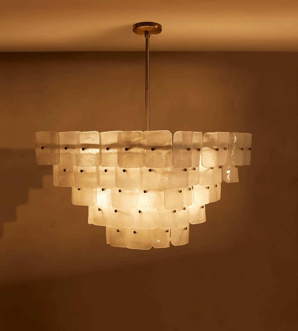Aurora Lustre Blanc Givré Verre Géométrique Étagé - Neutralighting