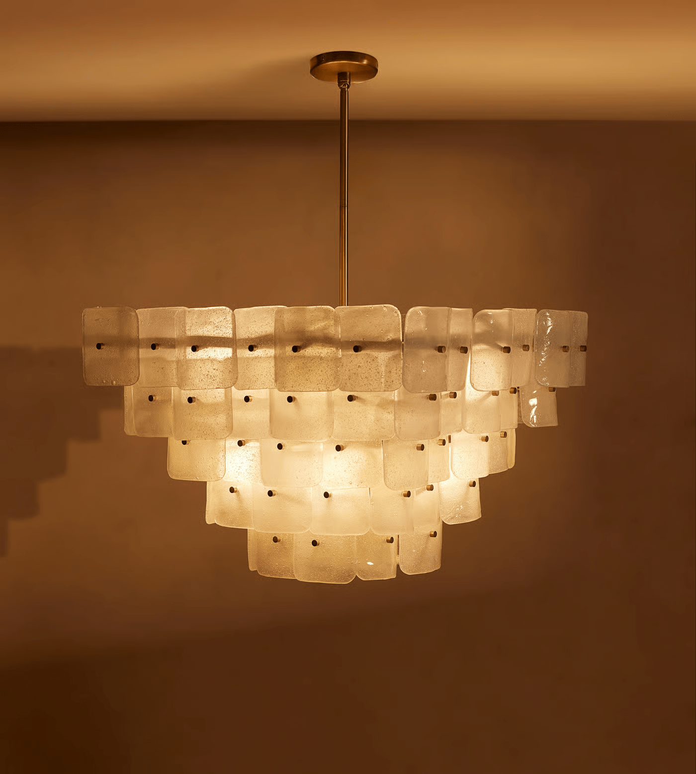 Aurora Lustre Blanc Givré Verre Géométrique Étagé - Neutralighting