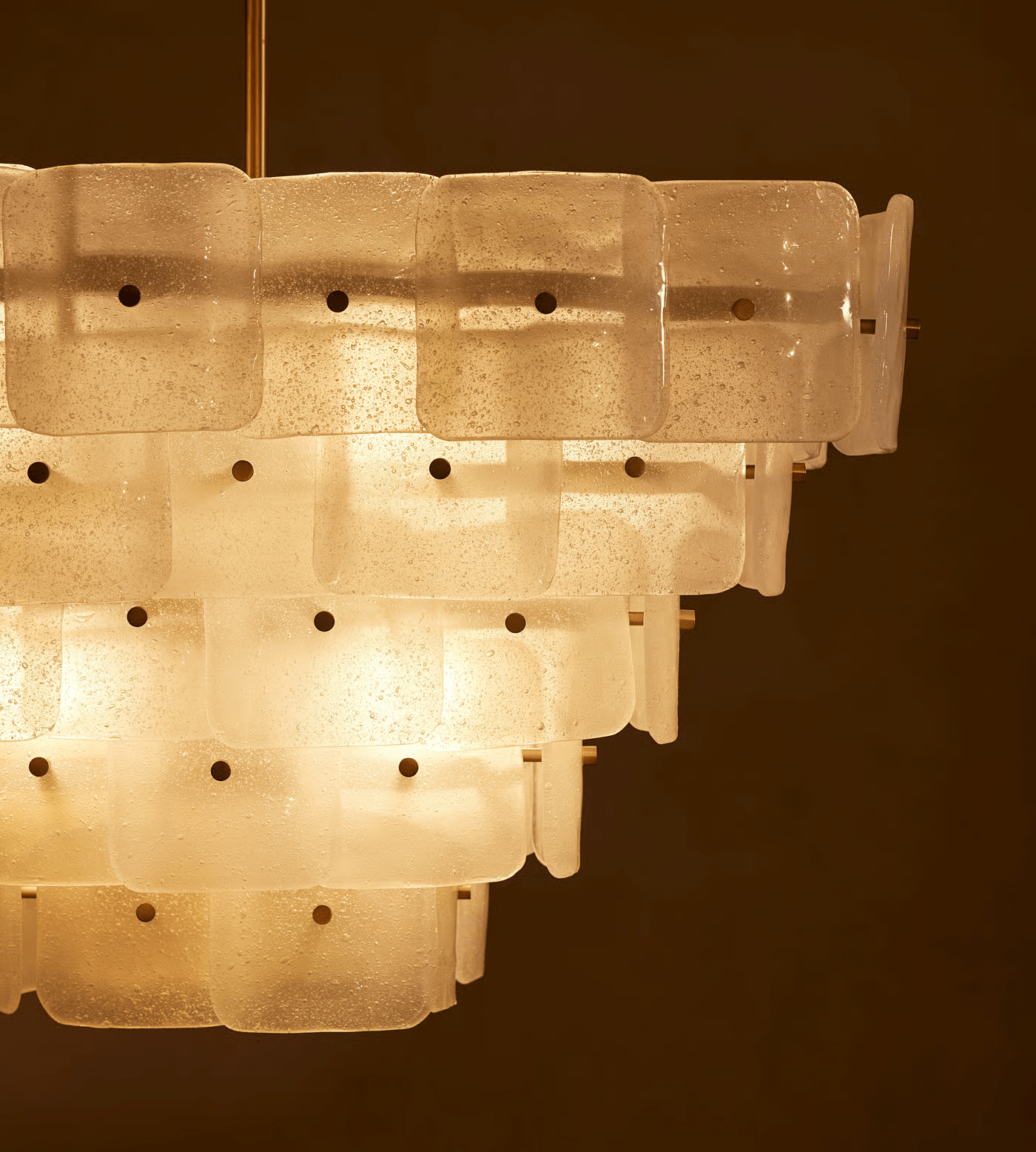Aurora Lustre Blanc Givré Verre Géométrique Étagé - Neutralighting