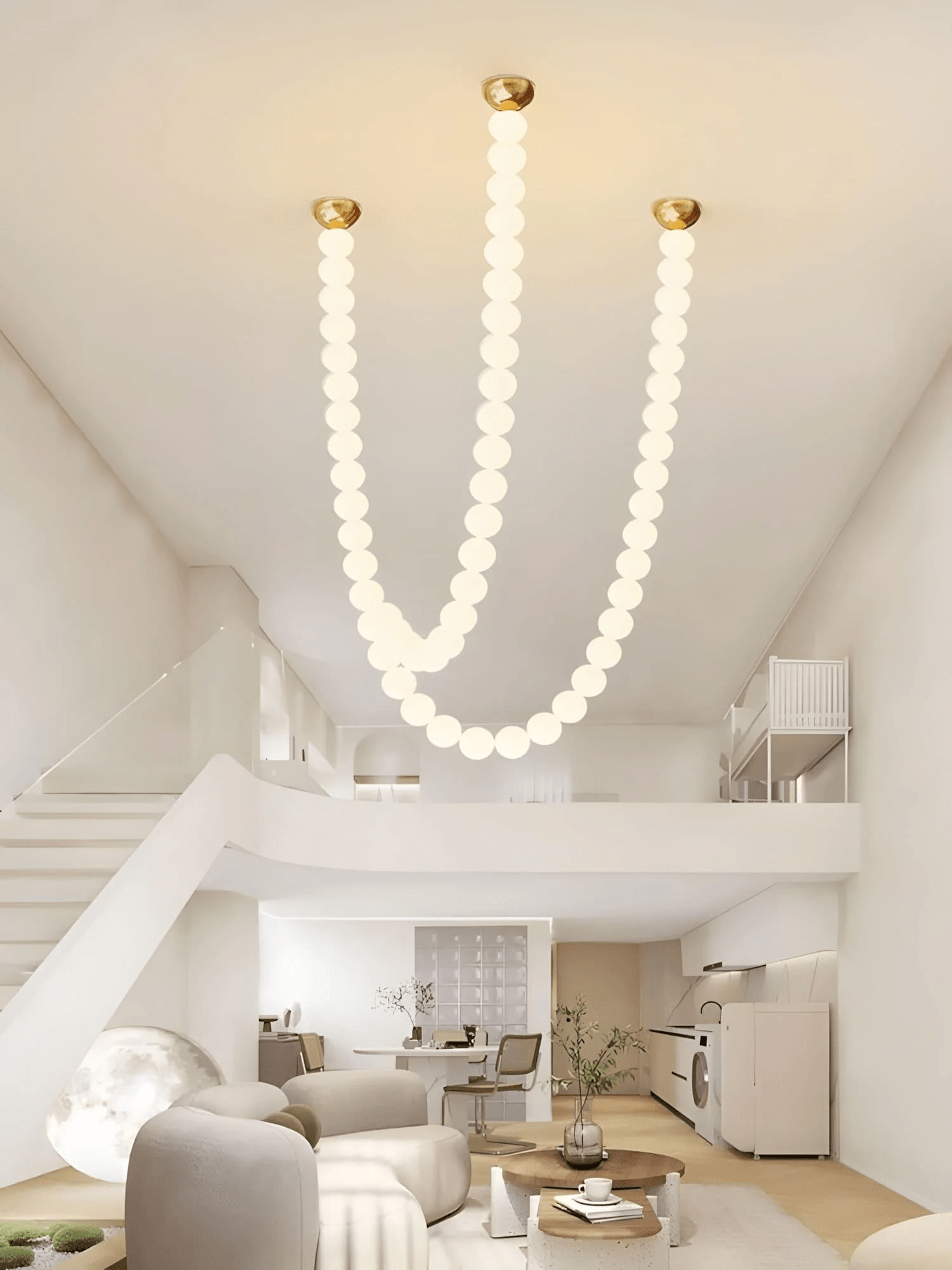 PearlCascade Lustre Perlé en Verre - Neutralighting