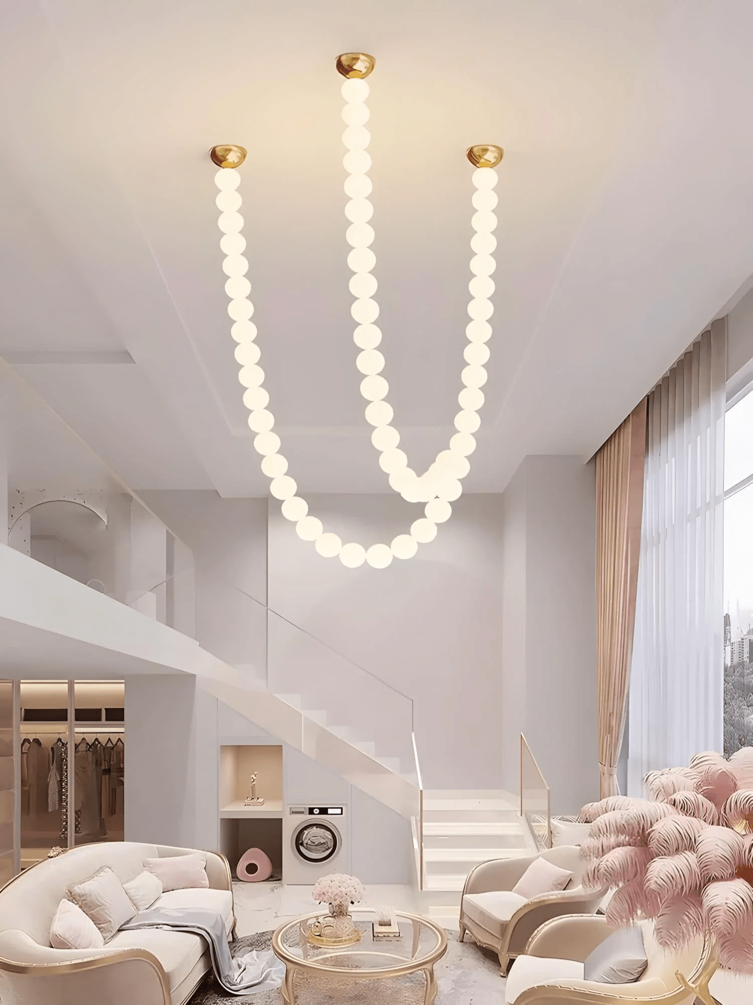 PearlCascade Lustre Perlé en Verre - Neutralighting