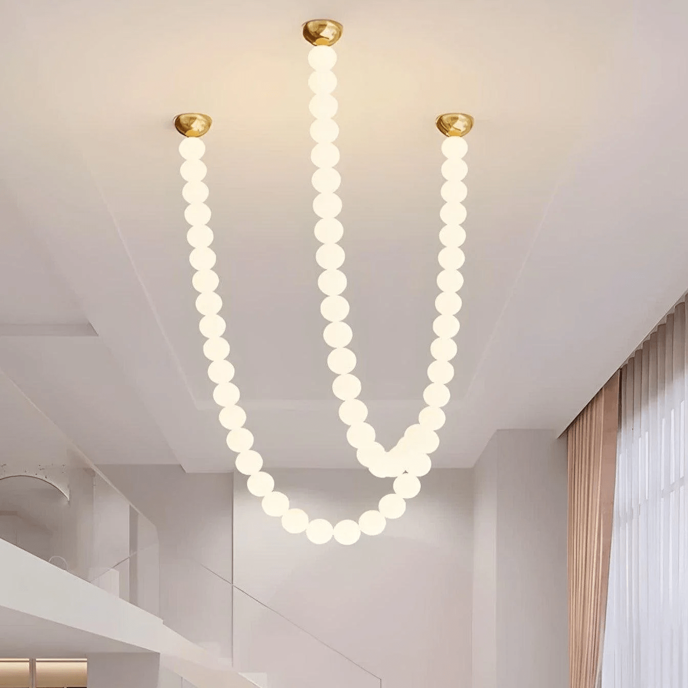 PearlCascade Lustre Perlé en Verre - Neutralighting