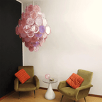 Aurora Lustre Rose Murano Verre Soufflé-Main Disques - Neutralighting