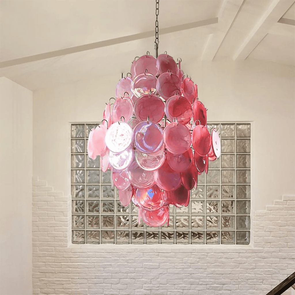 Aurora Lustre Rose Murano Verre Soufflé-Main Disques - Neutralighting