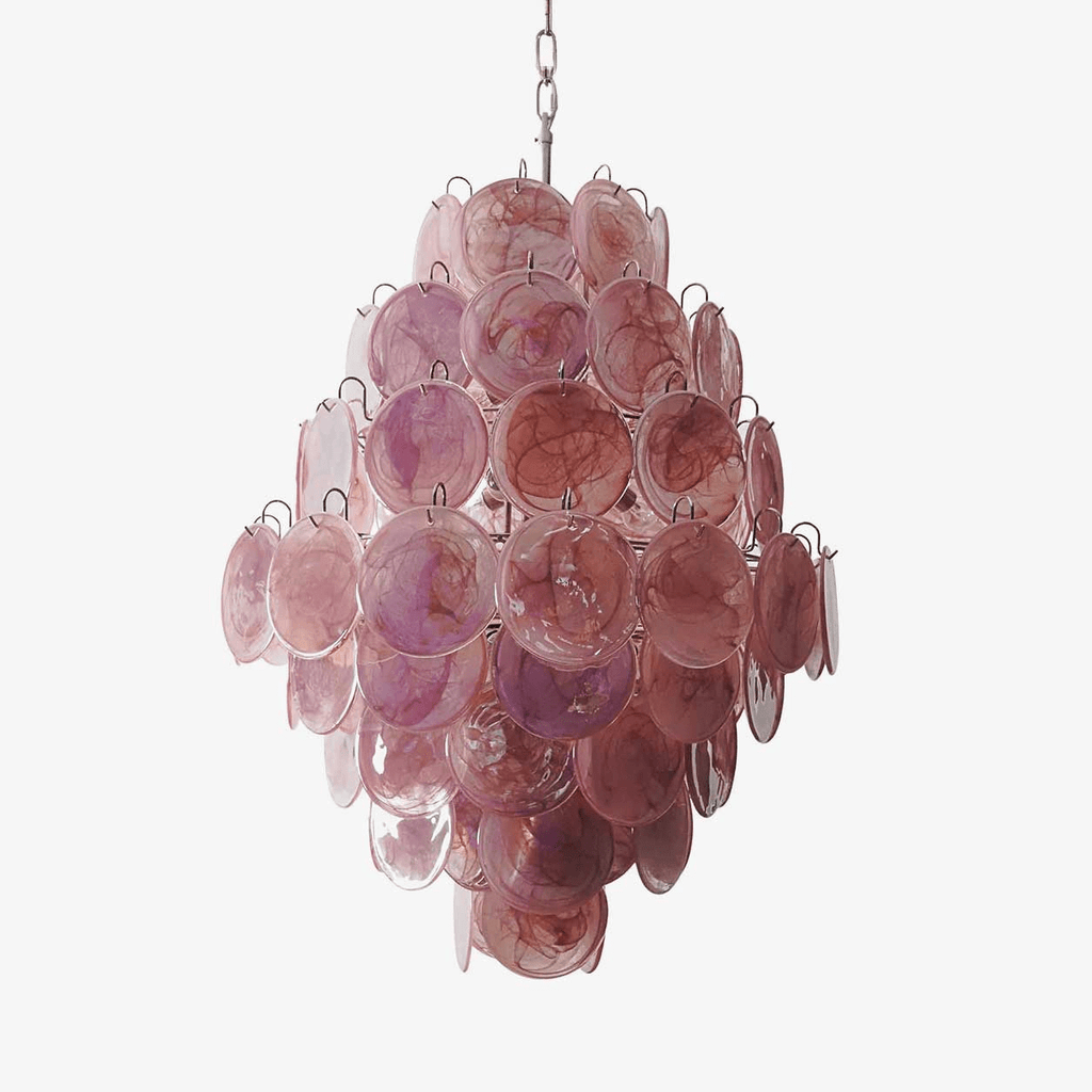 Aurora Lustre Rose Murano Verre Soufflé-Main Disques - Neutralighting