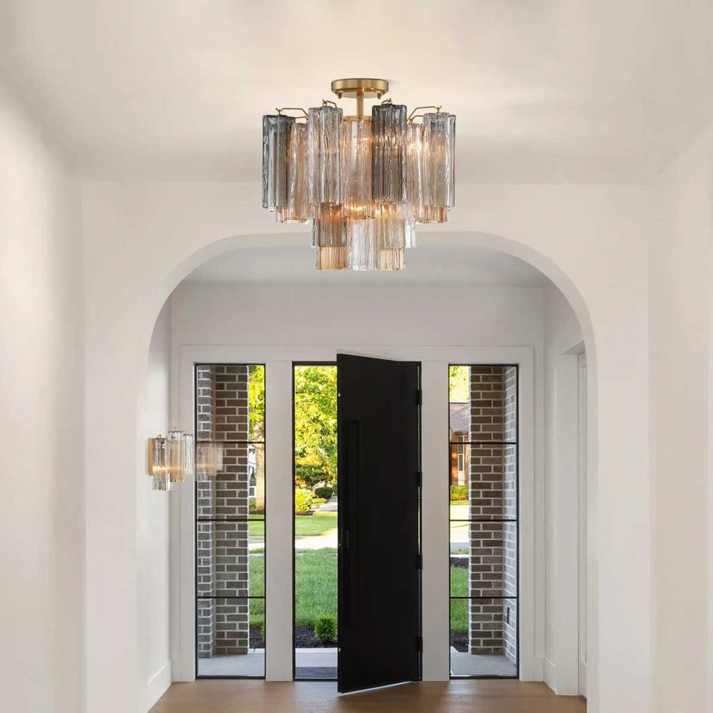 Aurora Plafonnier Transparent Murano Verre Tubulaire Soufflé-Main - Neutralighting