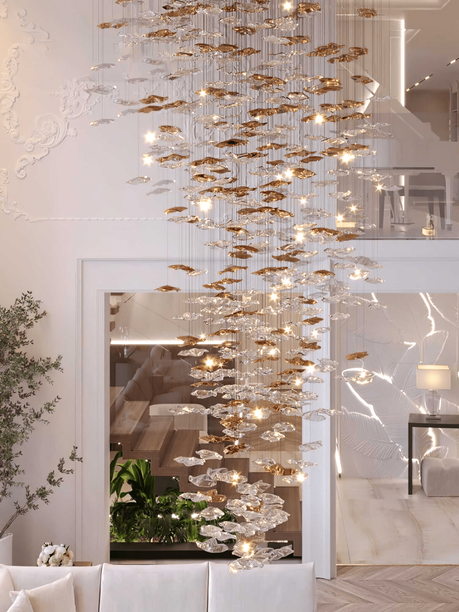 Nephele Chandelier Feuille en Cristal - Neutralighting