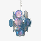 Aurora Chandelier en Verre de Murano Bleu Disque Vintage - Neutralighting