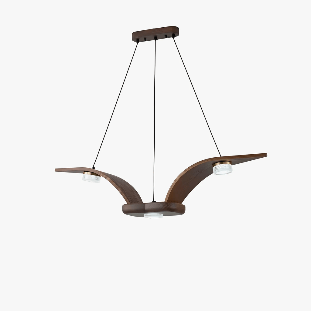 Lustra Chandelier En Noyer Bois Cristal Sculptural - Neutralighting