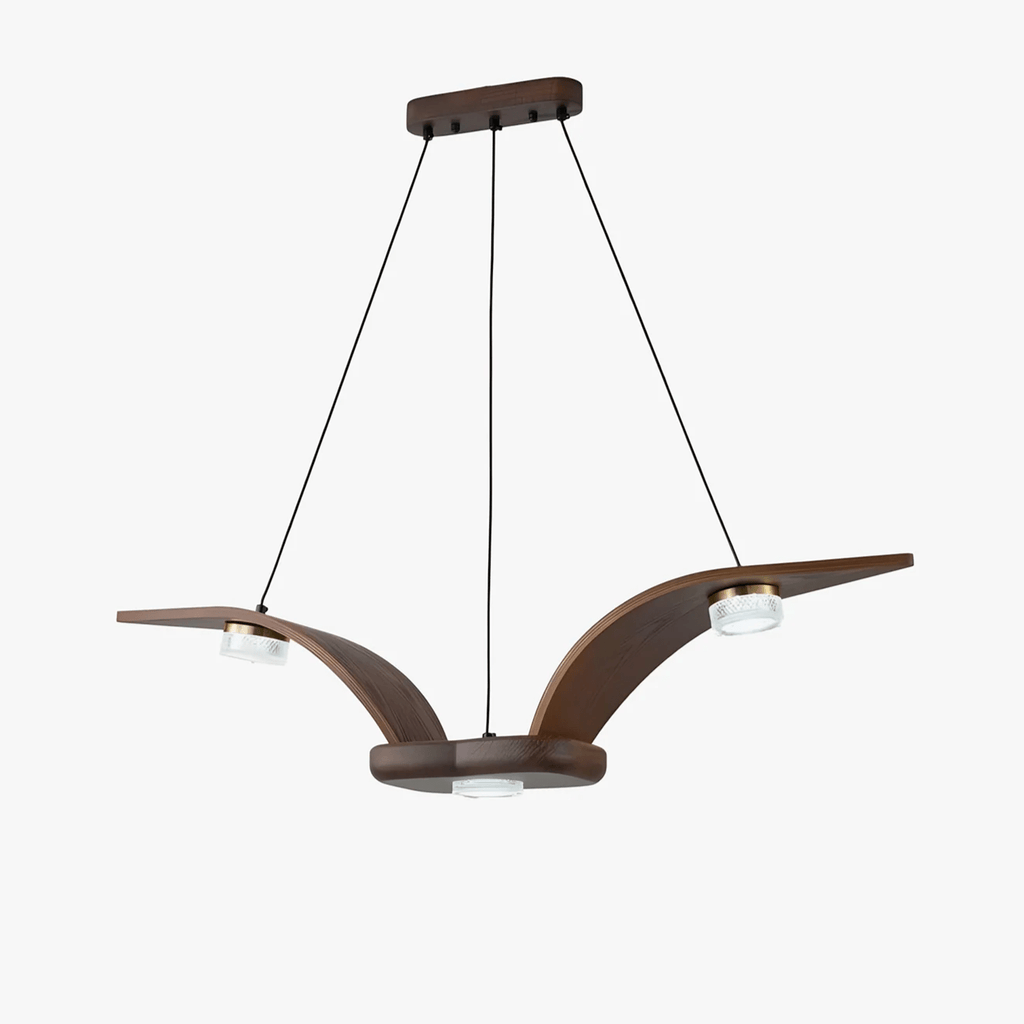Lustra Chandelier En Noyer Bois Cristal Sculptural - Neutralighting