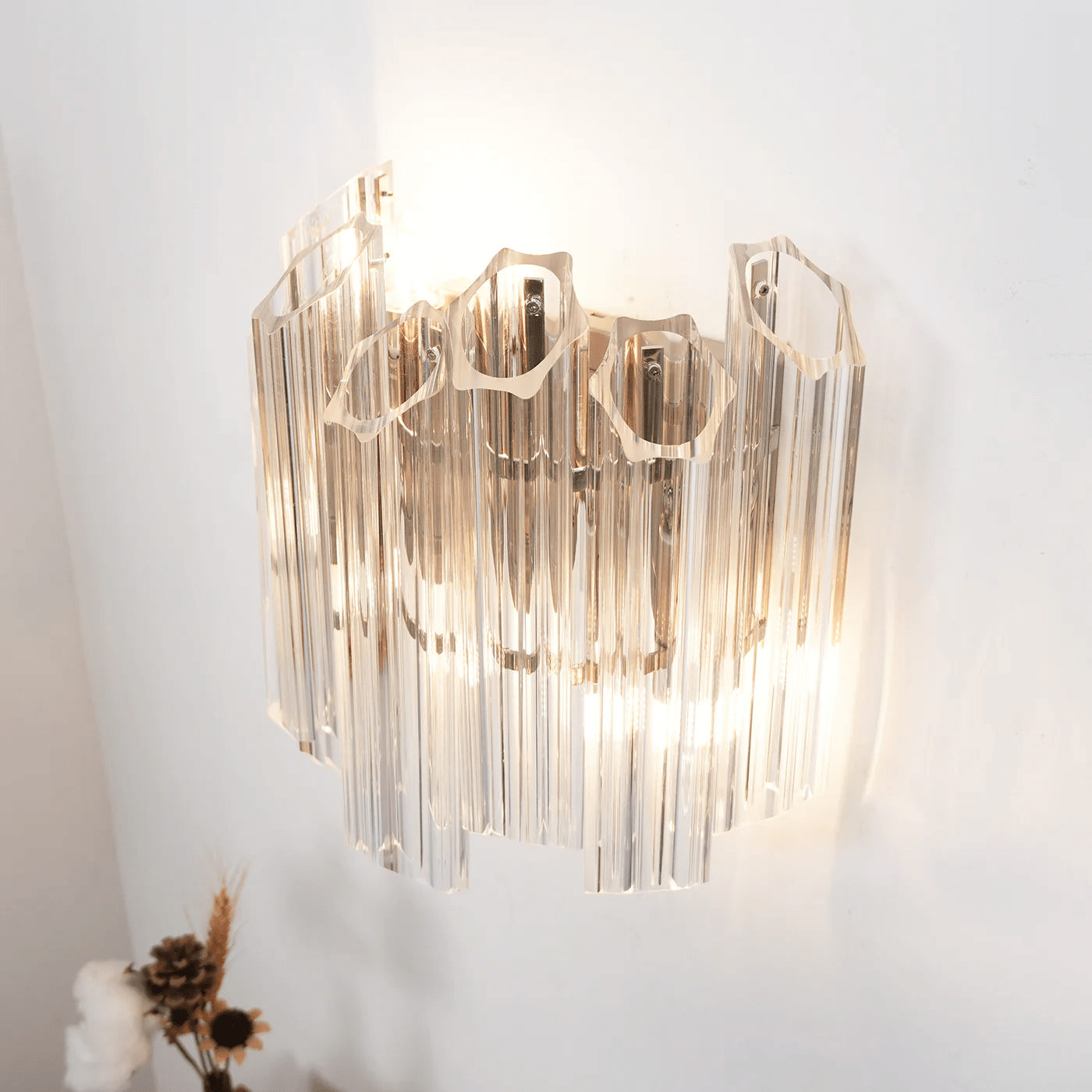 Aurora Applique Murale Transparent Murano Verre Tube Cascade - Neutralighting