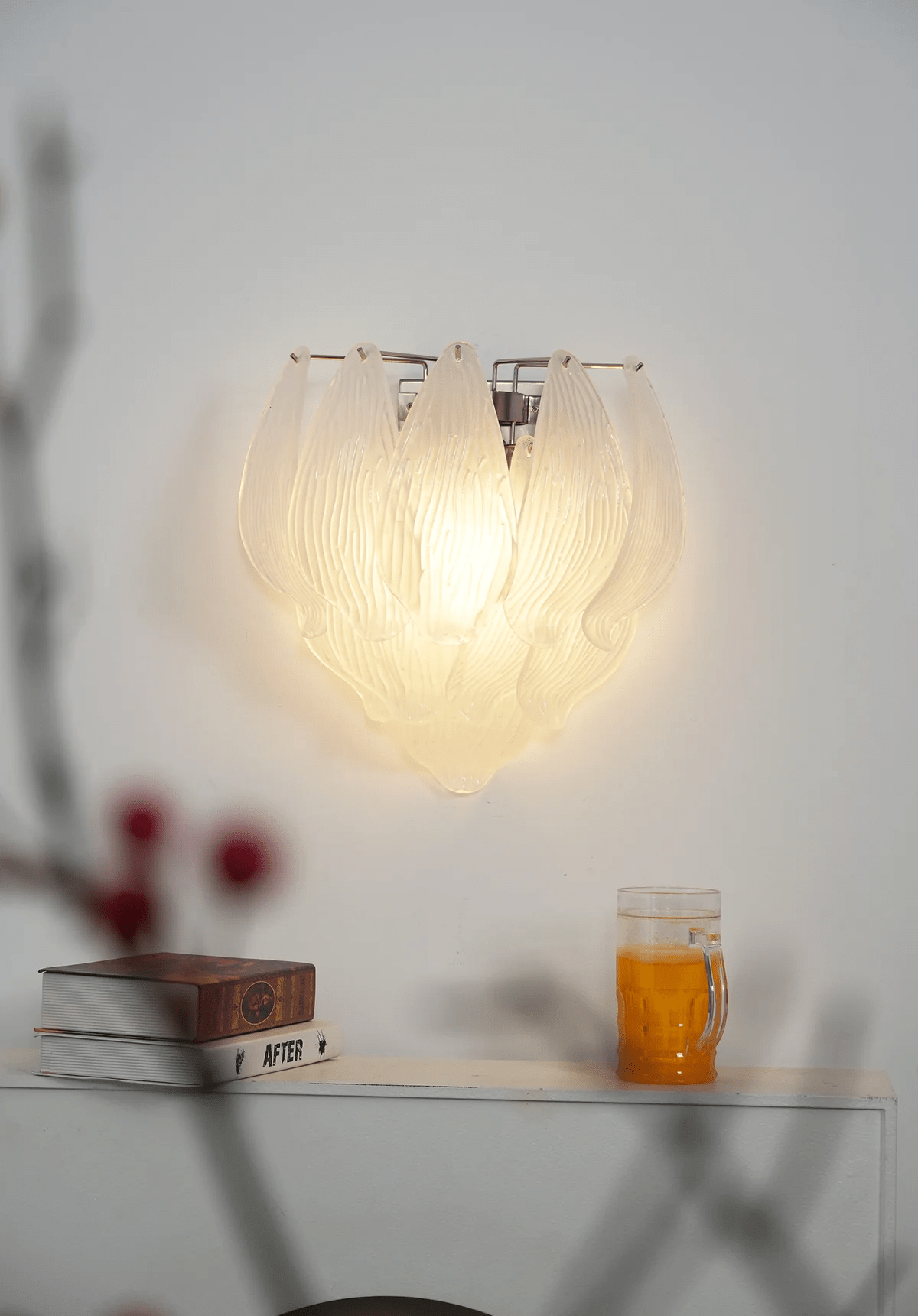 Aurora Applique Murale Murano Verre Pétale Givré Cascadant - Neutralighting