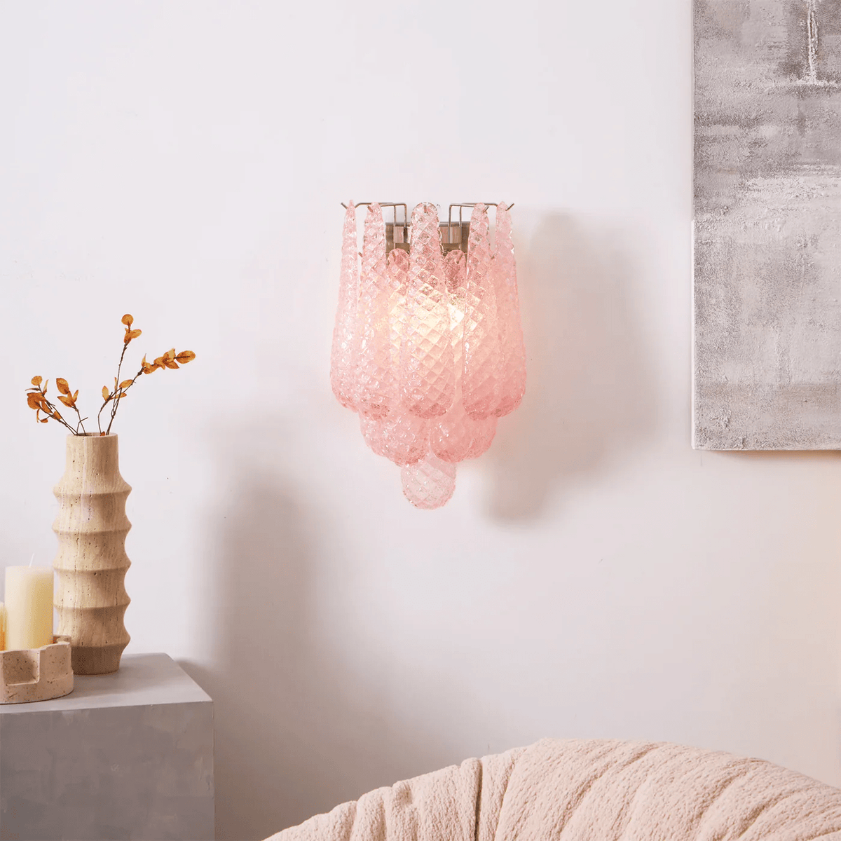Aurora Applique Murale Rose Larme Verre Florale Artistique - Neutralighting