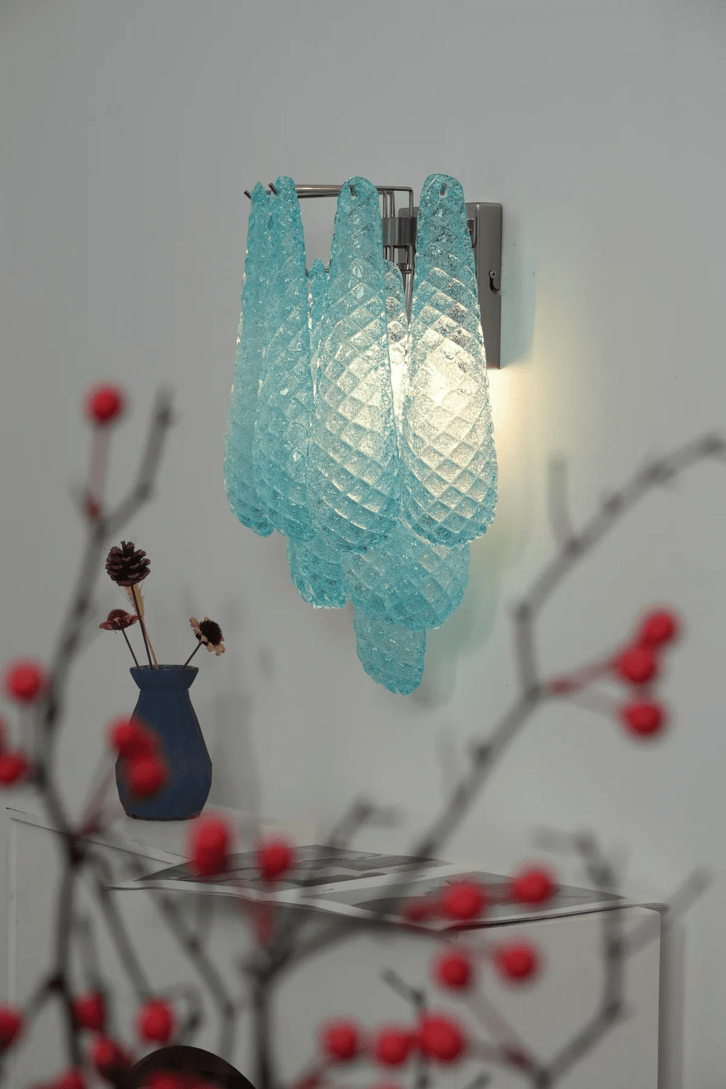 Aurora Applique Murale Rose Larme Verre Florale Artistique - Neutralighting