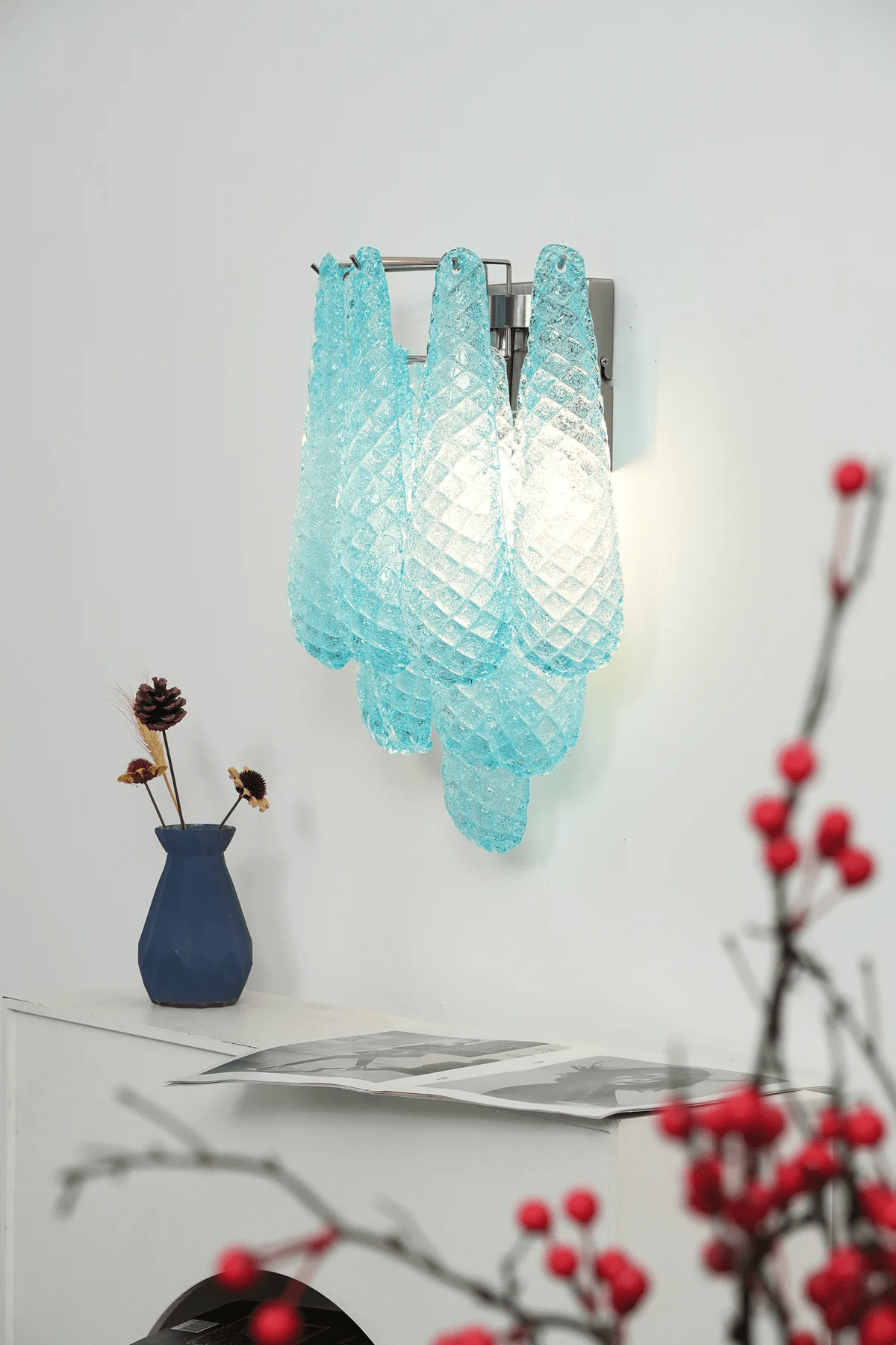 Aurora Applique Murale Rose Larme Verre Florale Artistique - Neutralighting